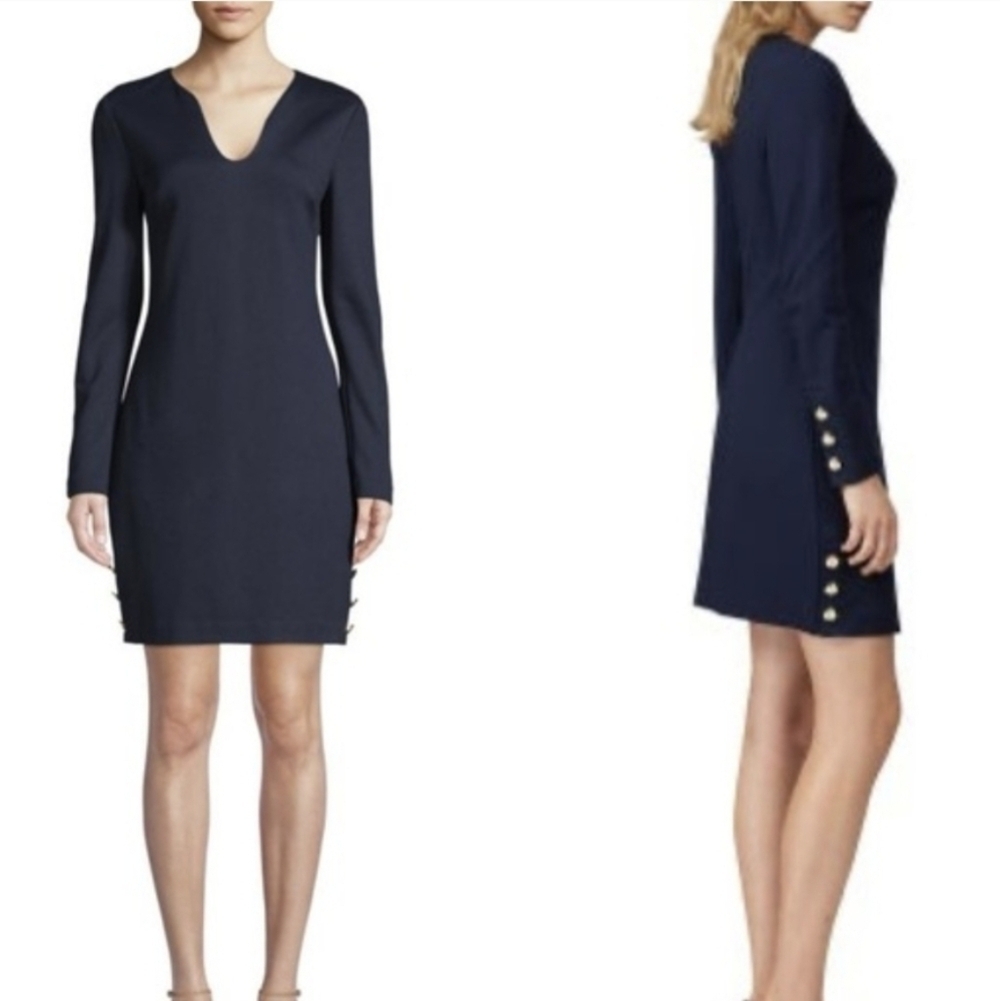 Nwt Trina Turk Women Shiraz Shift V Neck Long Sleeves Dress Sz 6